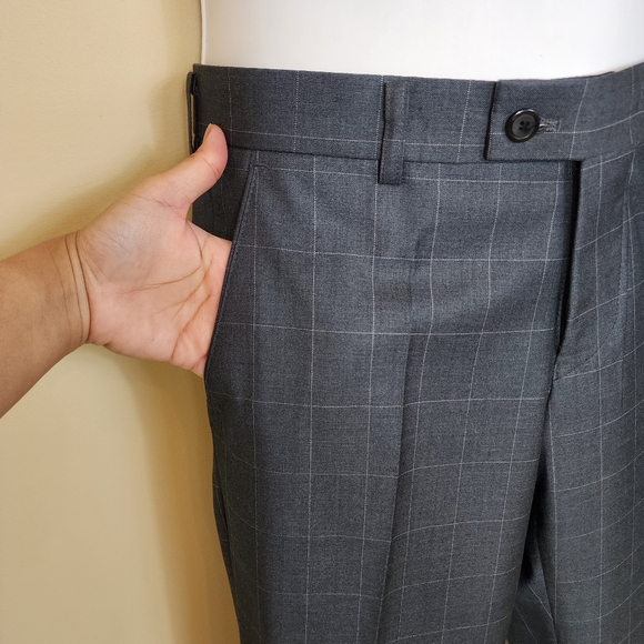 BOSS CLUB Wool Blend Mens Suit Set Jacket Pants Slim Fit Formal Wear 48 (Medium) - Picture 4 of 15